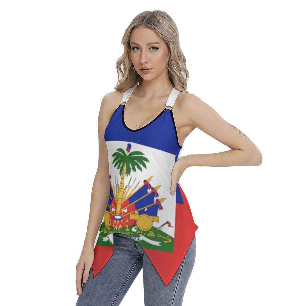 All-Over Print Women's Racing Tank Top With Irregular Hem