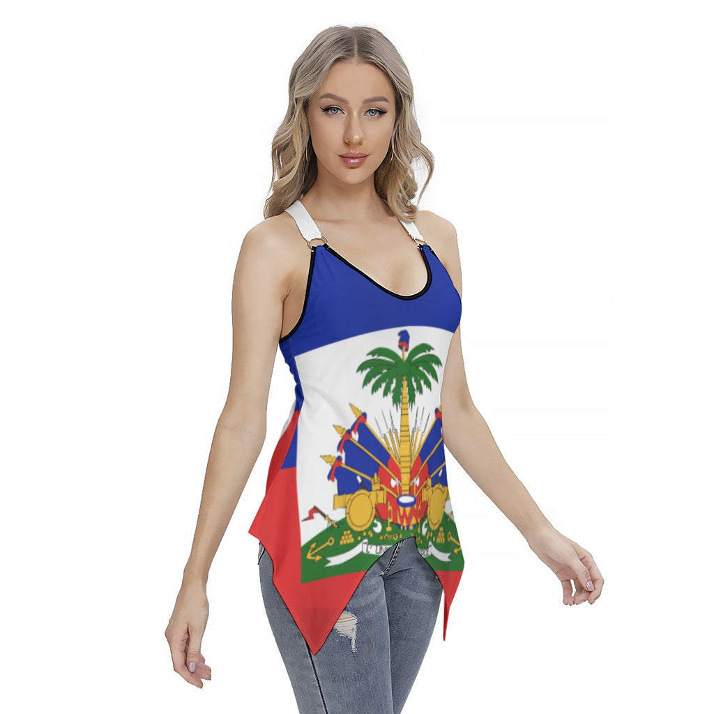 All-Over Print Women's Racing Tank Top With Irregular Hem