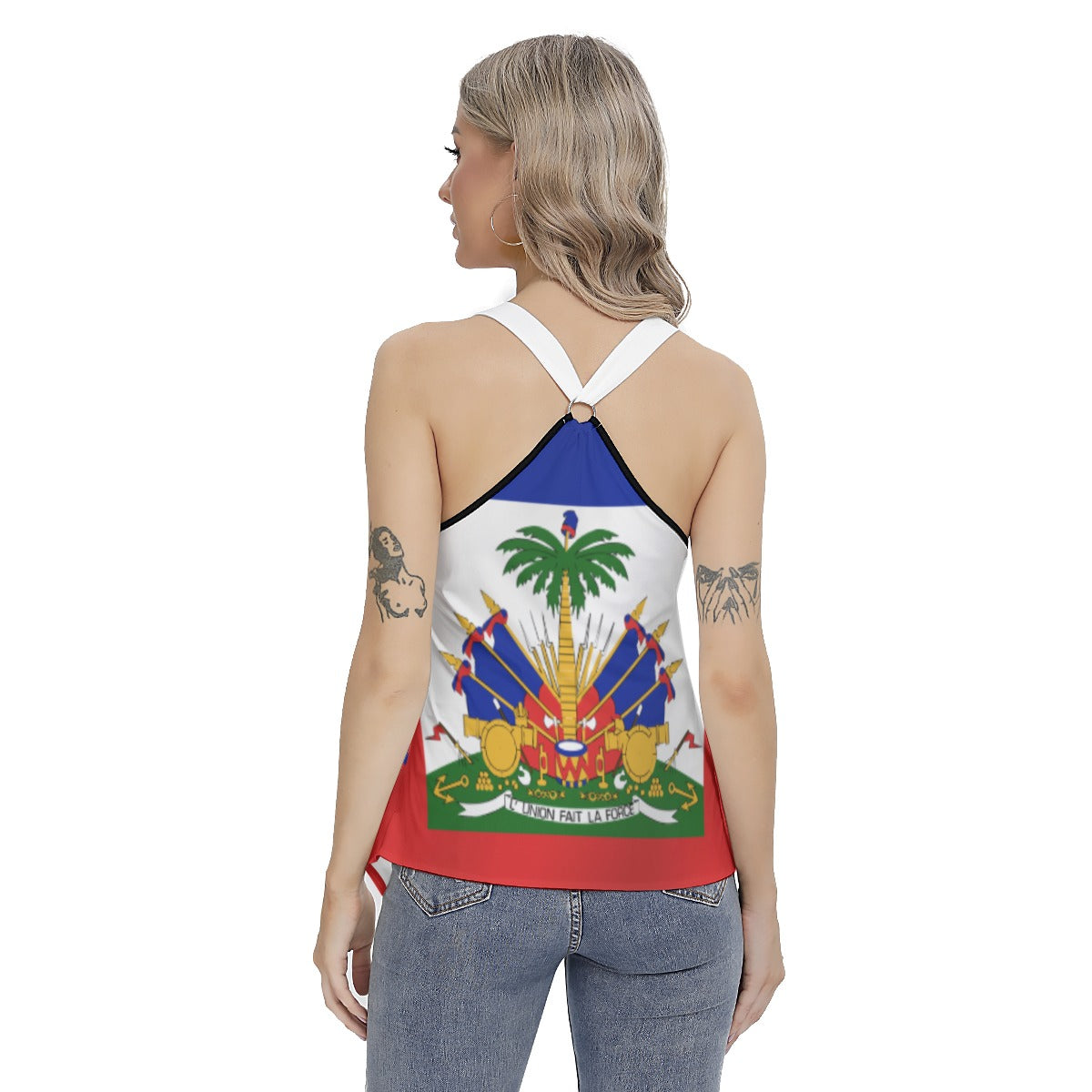 All-Over Print Women's Racing Tank Top With Irregular Hem