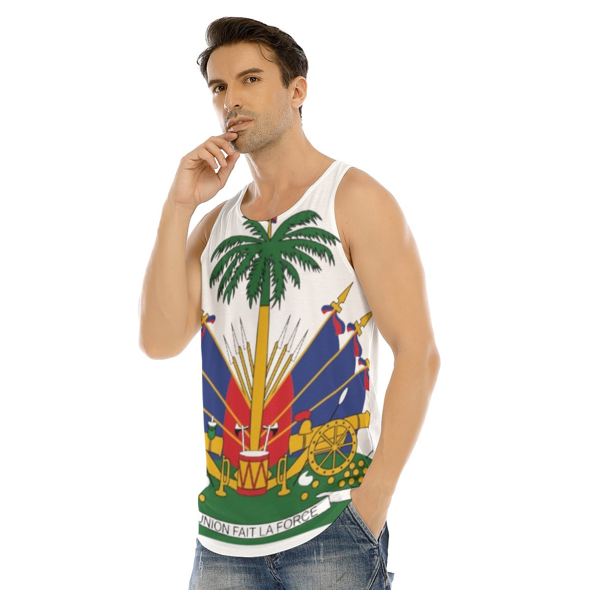 All-Over Print Men's Curved Hem Long Tank Top