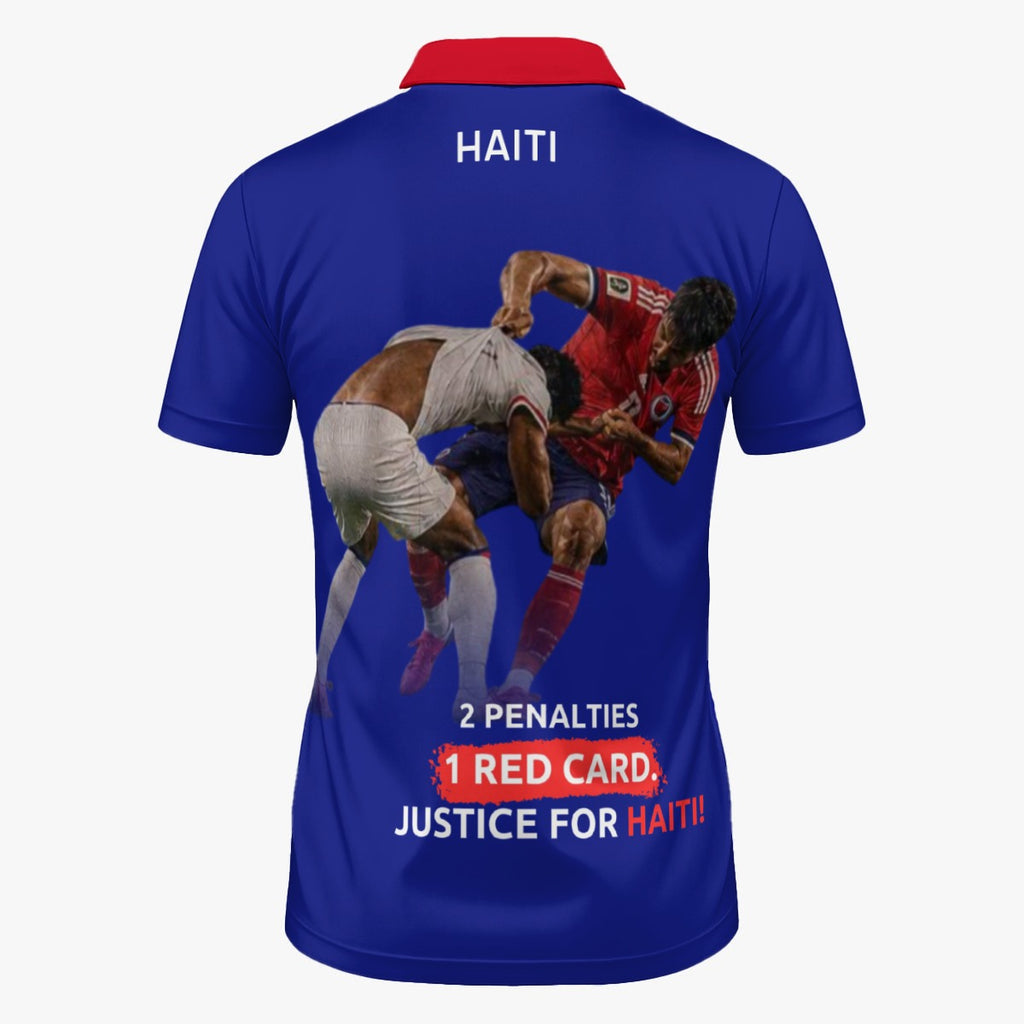 Maillot Justice Pou Ayiti – 2 Penalite. 1 Katon Wouj. Maillot Fanatik Ayisyen Unisex